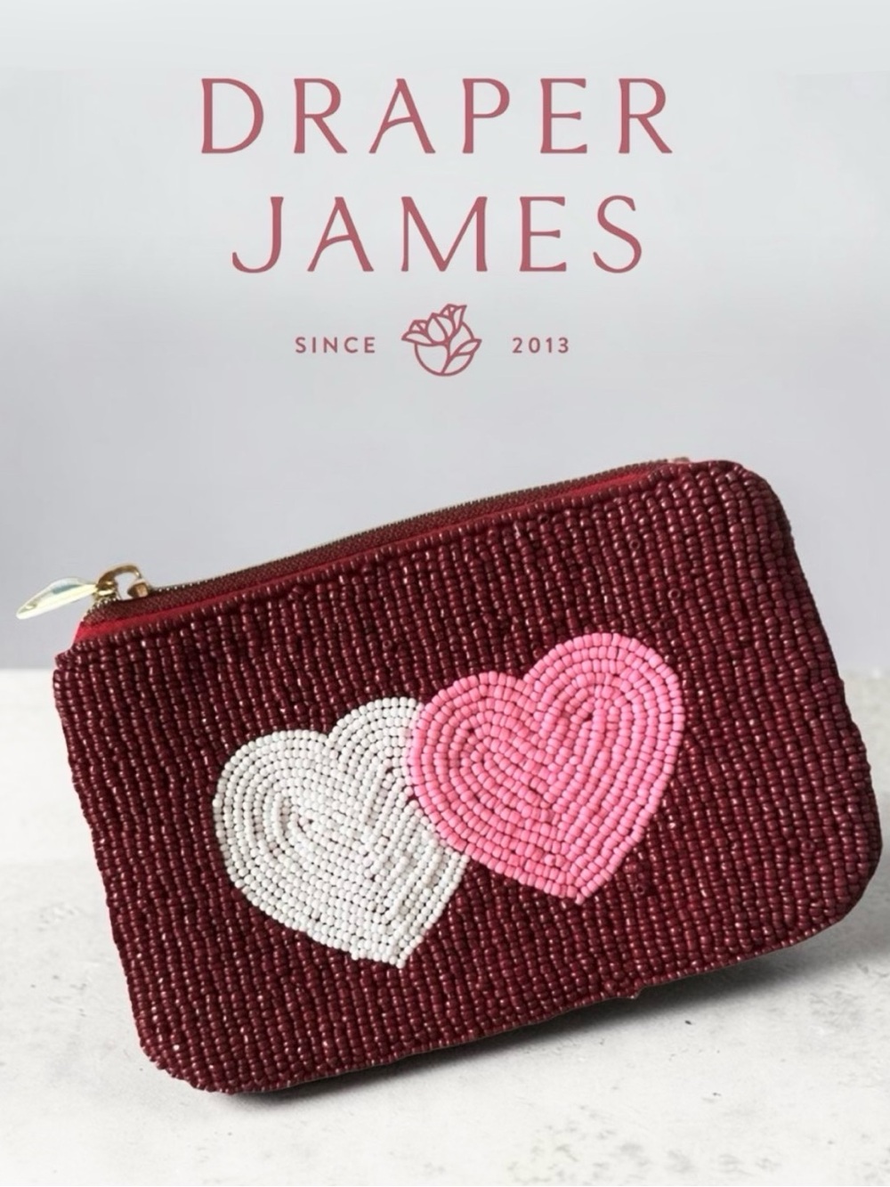 Draper James Beaded Heart Pouch NWT